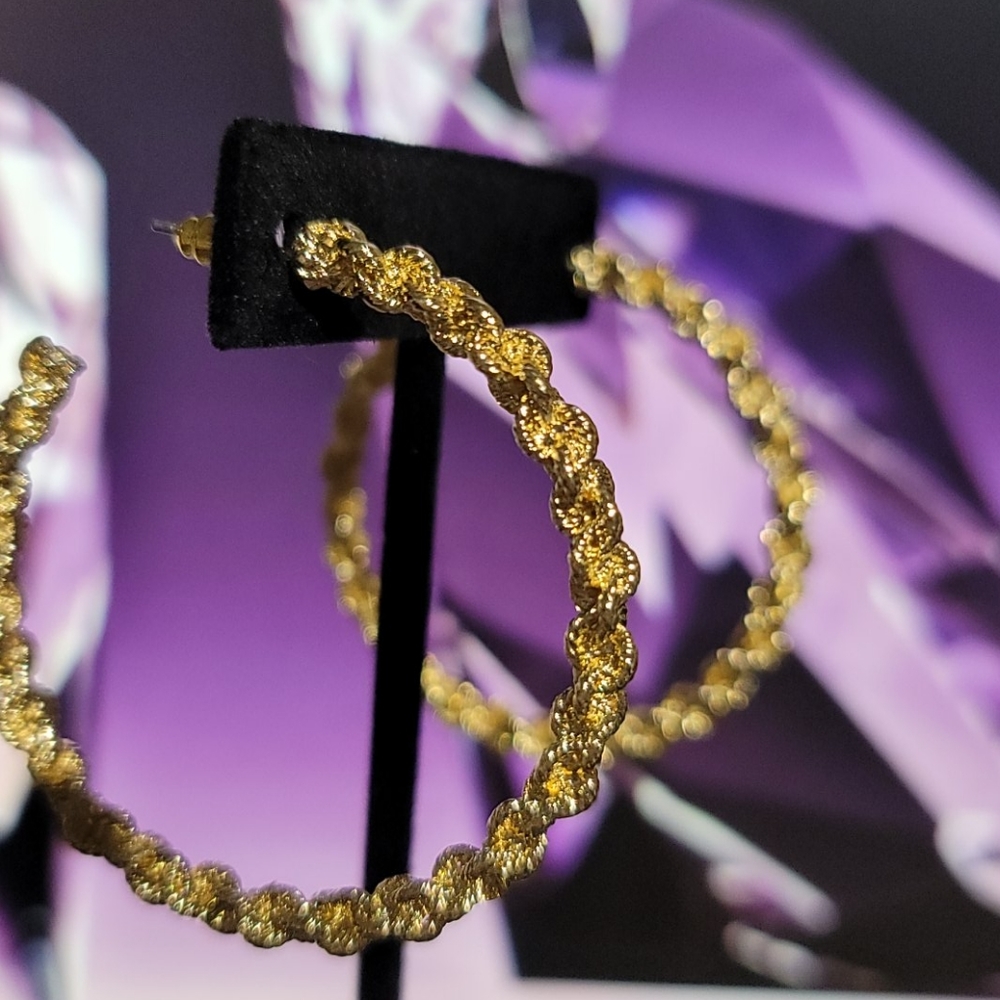 NWT Gold Rope Chain Hoop Earrings